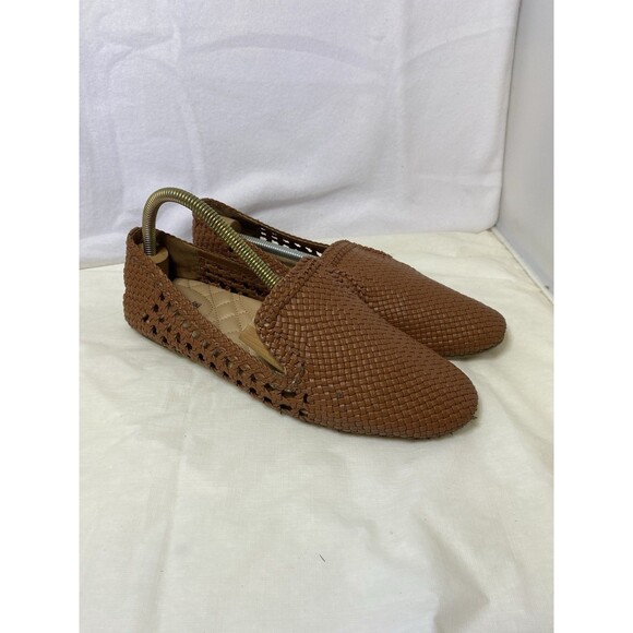 Birdies The Starling Cognac Woven Vegan Leather Slip-On Loafer Summer Flats 10 - Picture 1 of 11